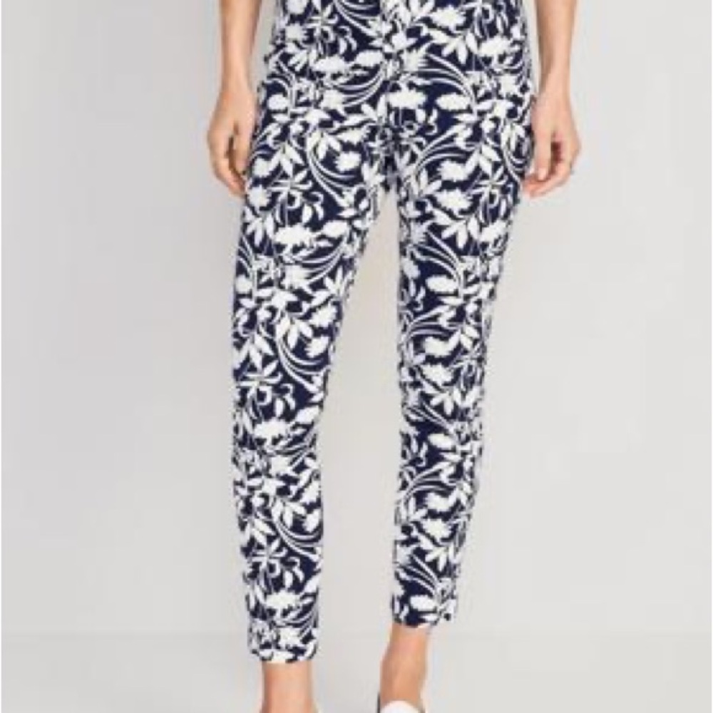 Old Navy High-Waisted Pixie Skinny Ankle Pants - Navy and White EUC